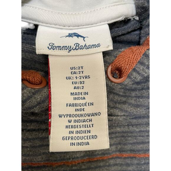 Tommy Bahama Hoodie Boys 2T Toddler Pullover Sweatshirt Gray Brown Casual - Picture 6 of 10